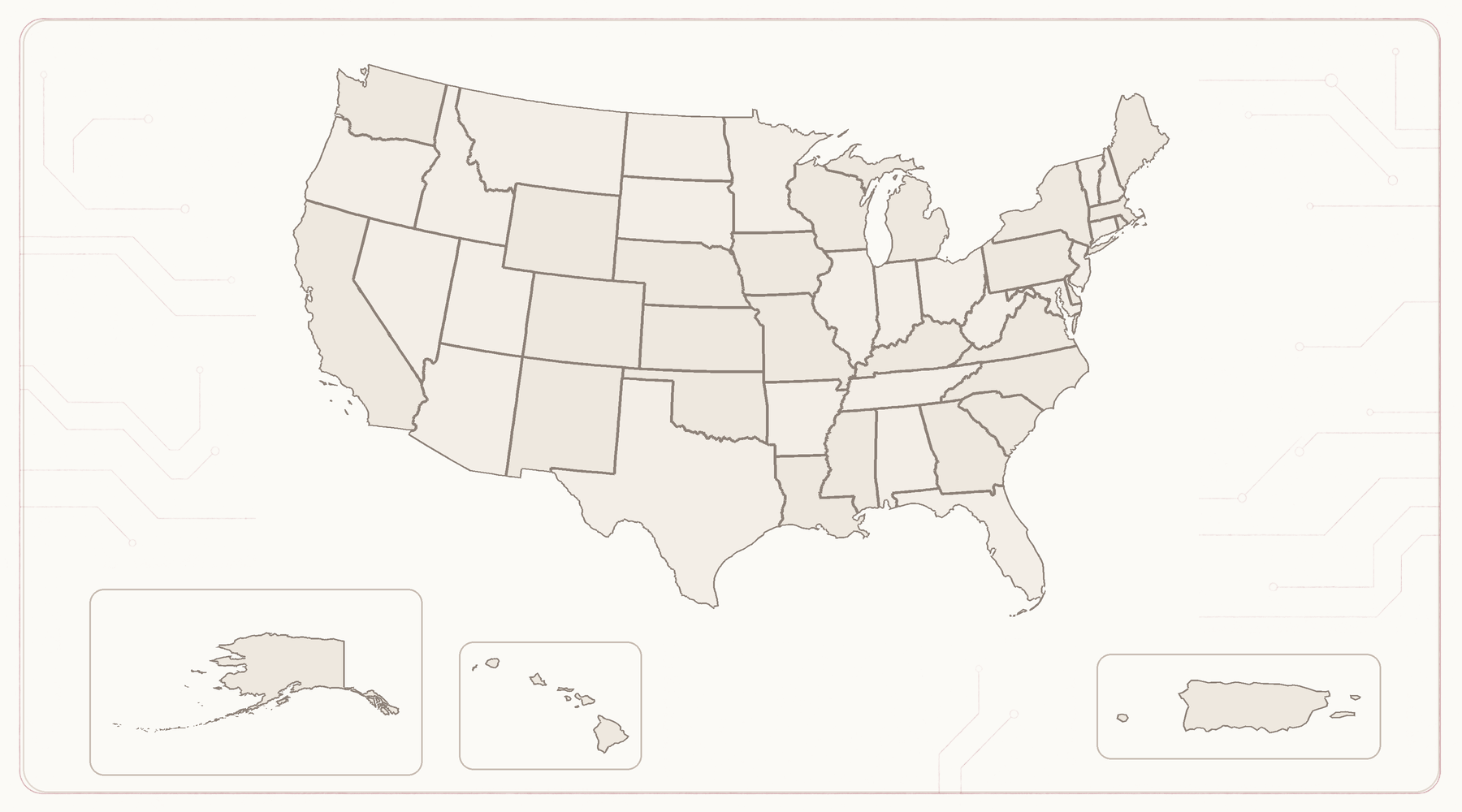 Accurate map of the United States and Puerto Rico